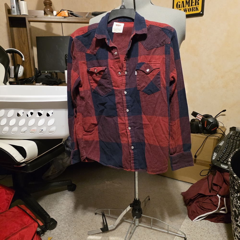 Levi's Women's Plaid Button Down Shirt - Red and Navy